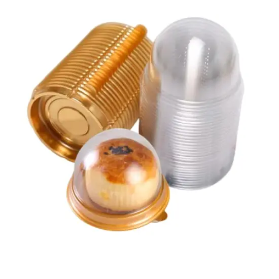 50 Pack 2 Inch of Clear plastic mini Cake Cookies muffins dome box wedding birthday gift box (Gold) {1}