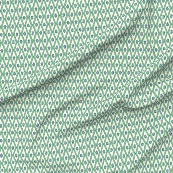 Various Fabrics by the Yard or Fat Quarter Vintage Green Diamond Plaid Retro Blue Geometric Mod Custom Printed Fabric by Spoonflower {6}