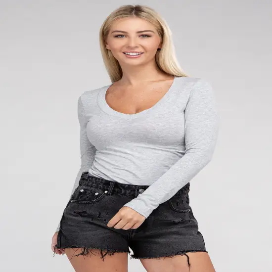 V-Neck Long Sleeve T-Shirt | RADYAN&reg; Heather grey {1}