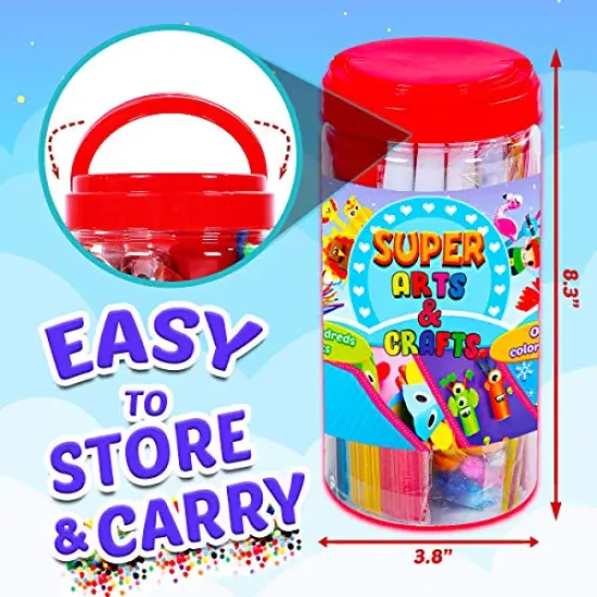 Arts and Crafts Supplies for Kids - Craft Art Supply Jar Kit for Student Age 4 5 6 7 8 9 10 Year Old Crafting Activity - Collage Arts Set for Toddlers Preschool DIY Classroom Home Project {4}