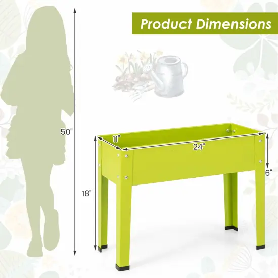 Costway 24" Raised Garden Bed with Legs Metal Elevated Planter Box Drainage Hole Backyard Green/Black {3}