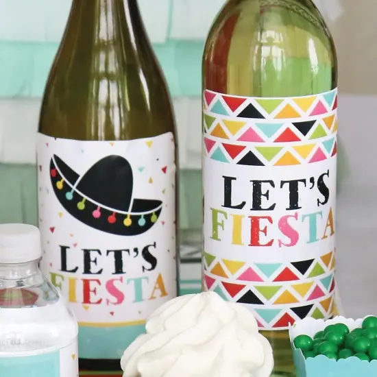 Big Dot of Happiness Let's Fiesta - Fiesta Party Decorations for Women and Men - Wine Bottle Label Stickers - Set of 4 {3}