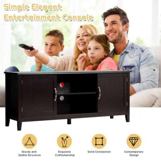 Entertainment Wood TV Stand with Storage Cabinets for Up to 65 Inches Flat Screen {3}