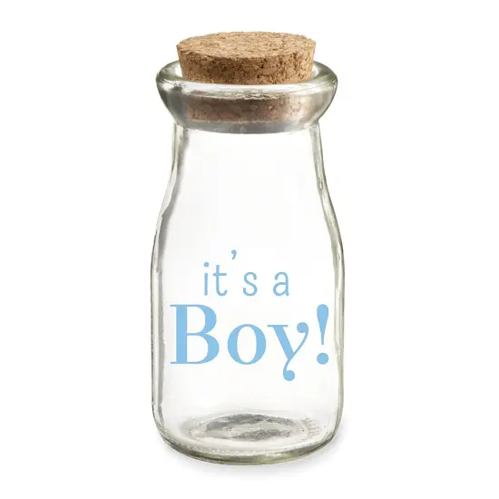 3.8 oz. Printed Vintage Milk Bottle Favor Jar - It's a Boy Blue (Set of 12) {3}