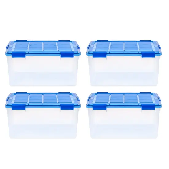 IRIS USA 4Pack 62qt WEATHERPRO Airtight Plastic Storage Bin with Lid and Seal and Secure Latching Buckles {1}