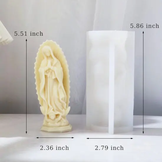 Religious Virgin Mary Statue Silicone Mold Virgin Mary Candle Molds for Candle Making Supplies Wax Tools Virgen Maria Candle Mold Silicone Molds for Resin Concrete Plaster Epoxy Molds Home Decor {2}