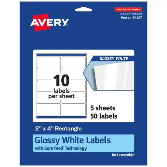 Avery Rectangle Labels with Sure Feed, 2" x 4" {1}