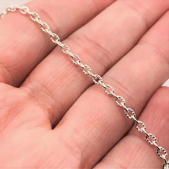 12 or 72 Pieces: 20" Silver Plated Textured Pre-Made Necklace Chains {6}