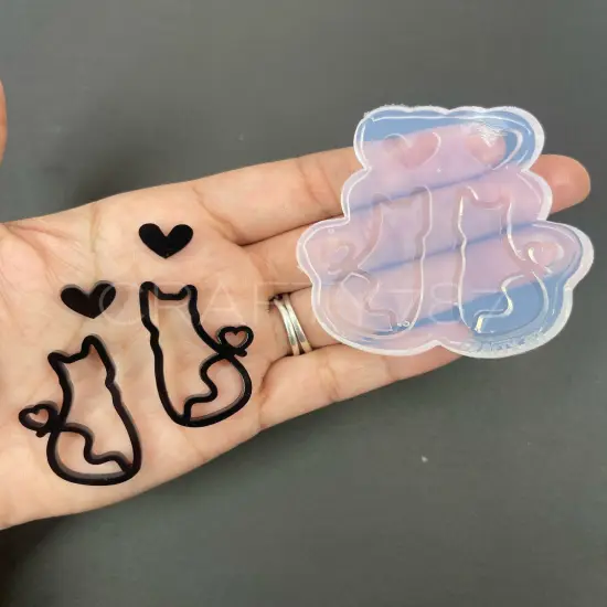 Cat Dangle Earring Silicone Mold Option 1 (D5) {1}