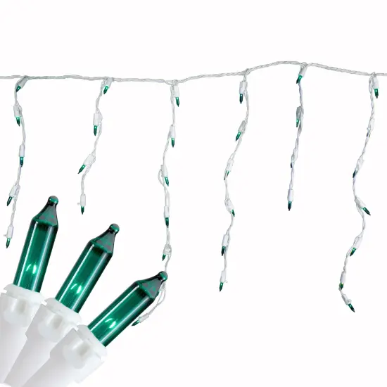 Northlight Mini Incandescent Icicle Christmas Lights - Green - 3.5' White Wire - 100ct {4}