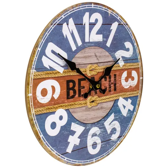 Northlight 12" Battery Operated "Beach" Round Wall Clock Blue {4}