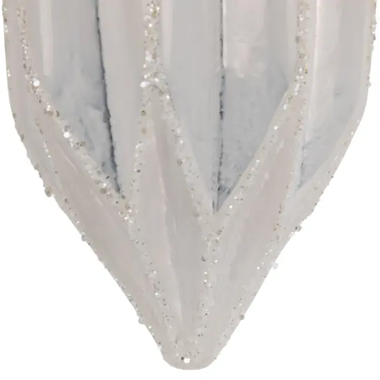 Northlight 4.5" White and Silver Glitter Finial Glass Christmas Ornament {5}