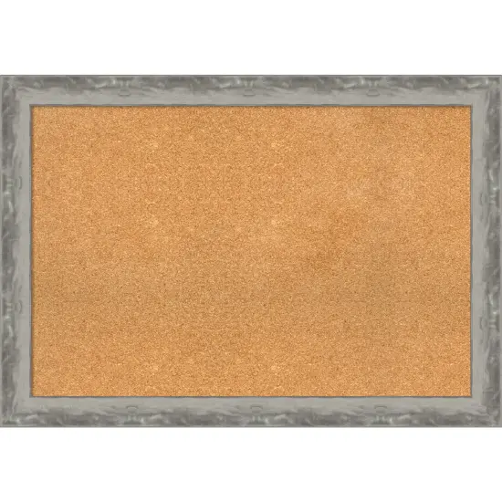 Waveline Silver Narrow Framed Corkboard, Natural Cork {1}