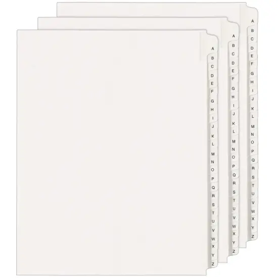 Avery Legal Exhibit Unpunched Dividers for Use with Any Binding System, Collated A-Z, 26 Side Tab Dividers Per Set, Helvetica Type, 3 Sets (21874) {1}
