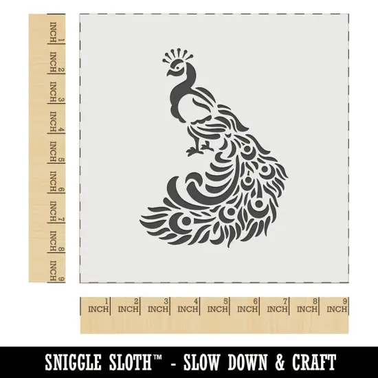 Peacock with Draping Tail Feathers Wall Cookie DIY Craft Reusable Stencil {1}