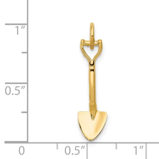 14K Yellow Gold 3D Spade Charm Shovel Garden Jewelry 20mm x 4mm {5}