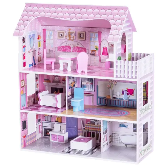 28 Inch Pink Dollhouse with Furniture {2}