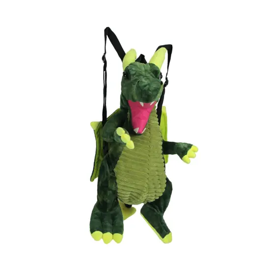 Magical Furry Plush Green Dragon Mini Backpack {3}