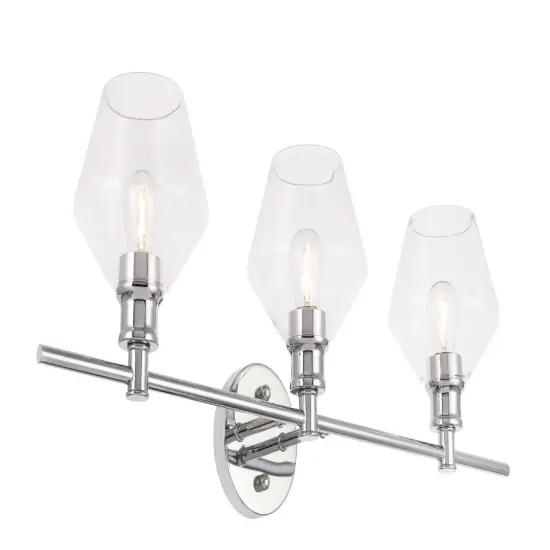 Gene 3 light Chrome and Clear glass Wall sconce {6}