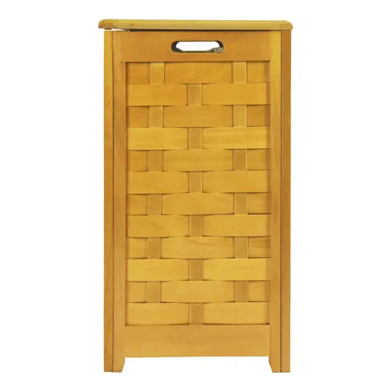 Oceanstar Natural Finished Rectangular Veneer Laundry Wood Hamper with Interior Bag Brown {3}