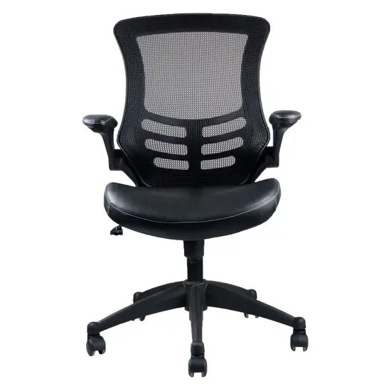 Techni Office Solutions 3' Solid Black Stylish Mid-Back Mesh Office Chair with Adjustable Arms {3}