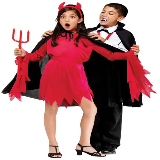 Fun World Kid's Black Fabric Cape Halloween Accessory - One Size {1}