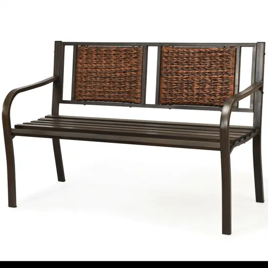 Patio Garden Bench with Powder Coated Steel Frame {4}