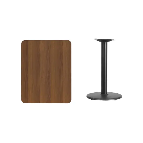 Emma and Oliver 24"x30" Rectangular Laminate Table with 18" Round Table Base Walnut {3}