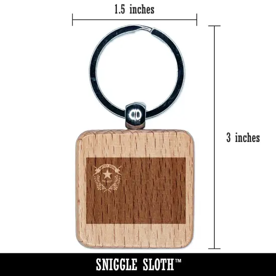 Nevada State Flag Engraved Wood Square Keychain Tag Charm {2}