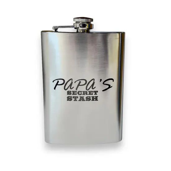 8oz Papa's Secret Stash Stainless Steel Flask {1}
