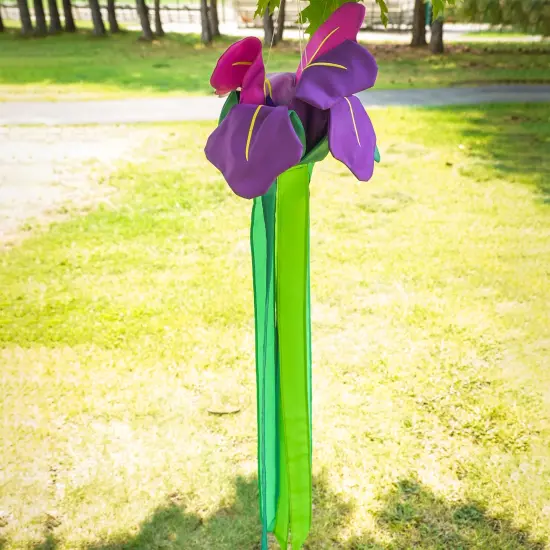 In the Breeze 5227 &mdash; Iris Windtail &mdash; Colorful 3D Purple Flower Windsock with Flowing Tails {2}
