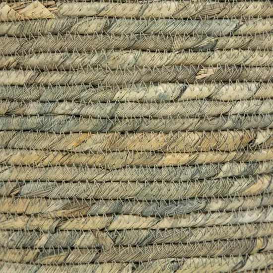 Northlight Set of 3 Gray Tall Seagrass Storage Baskets with Sewn Zig Zag Accents 13" {7}