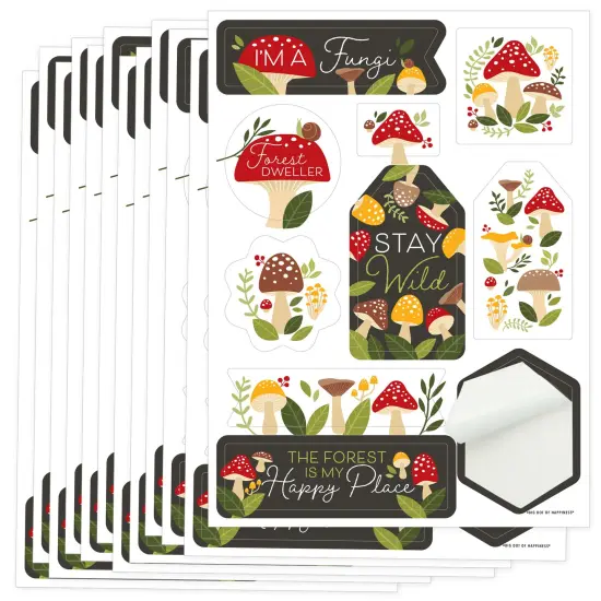 Big Dot of Happiness Wild Mushrooms - Red Toadstool Party Favor Sticker Set - 12 Sheets - 120 Stickers {1}