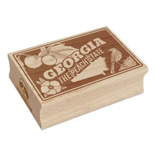 Georgia Peach Brown Thrasher Cherokee Rose United States Rectangle Rubber Stamp for Stamping Crafting {7}