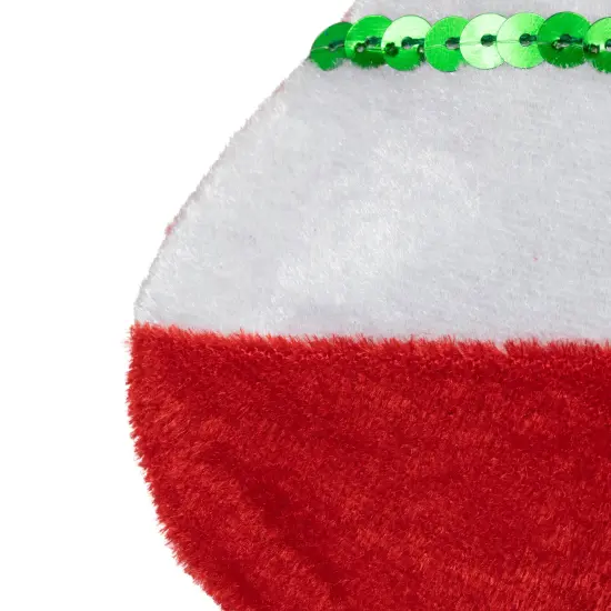 Northlight 18" Green and Red Velvet Sequin Stripe Stocking {5}