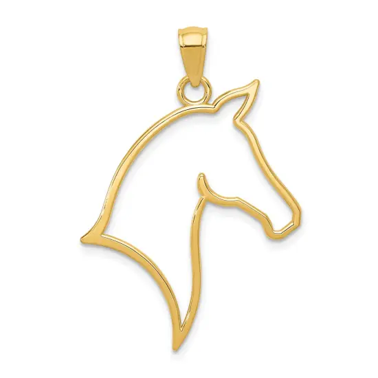 14K Gold Polished Cut Out Horse Head Pendant Charm Jewelry 32 x 24 mm {1}