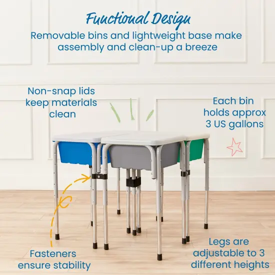 4-Station Sand and Water Adjustable Play Table, Sensory Bins Contemporary {5}