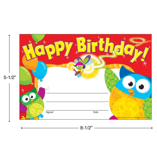 Happy Birthday Owl-Stars!&reg; Recognition Awards, 30 Per Pack, 6 Packs {2}