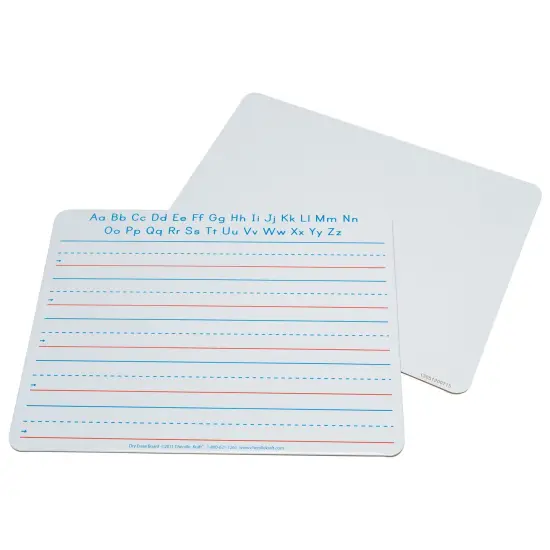 Handwriting Whiteboard, 2-Sided, Ruled/Plain, 1" x 1/2" x 1/2" Ruled, 9" x 12", 10 Boards {2}