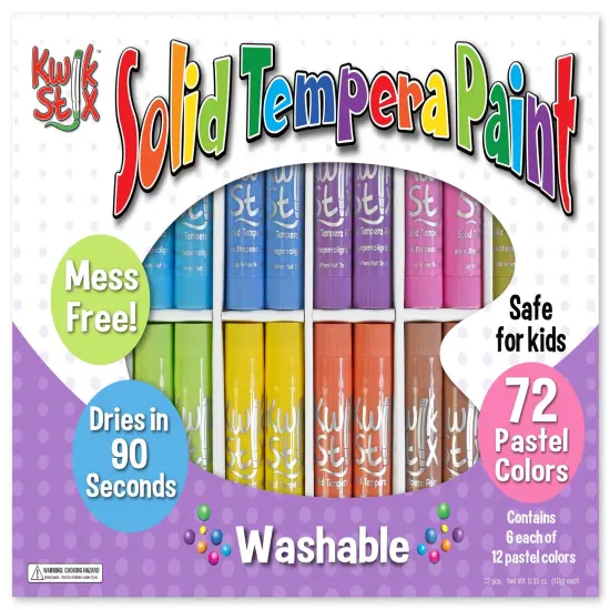 Kwik Stix Solid Tempera Paint Sticks Class Pack 72/Pkg-Pastel Colors, 6 Of Each Color {1}