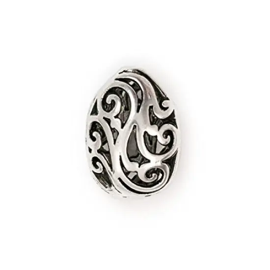 Teardrop Pewter Filgree Puff Bead 17x13mm {1}