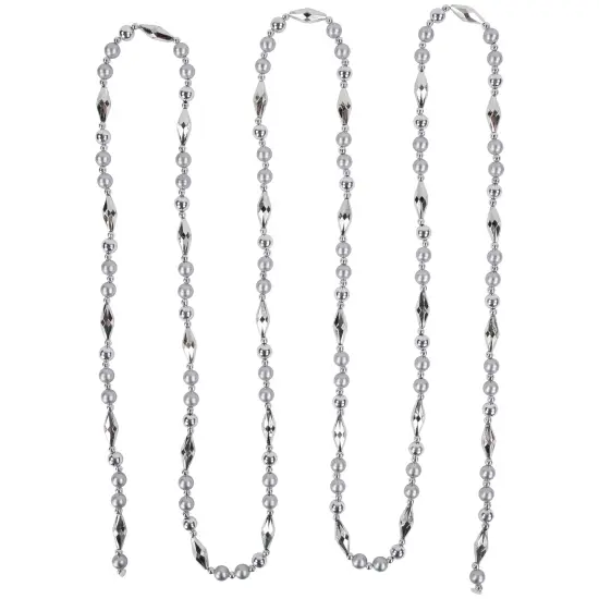 Northlight Shiny and Matte Beaded Christmas Garland - 9' x .5" - Silver - Unlit {1}