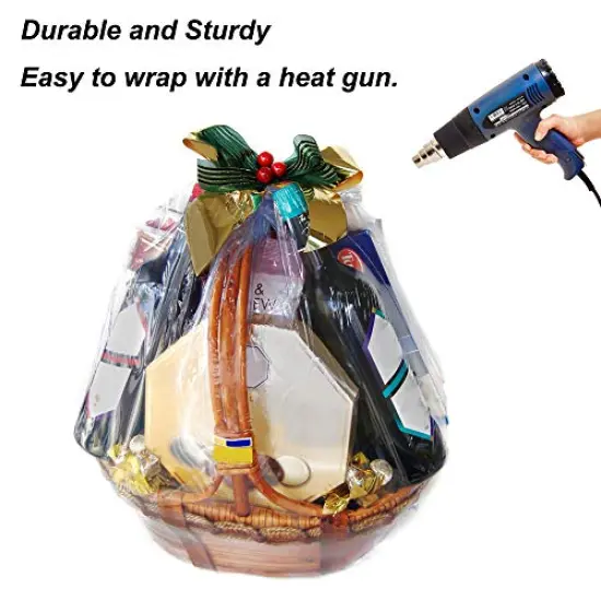 10 Pieces Shrink Wrap Bags, Extra Large Jumbo Shrink Bags Clear Cellophane Bags for Gift Baskets - 35 x 44 Inch Christmas Basket Bags (10 pcs, XL) {5}