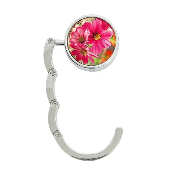 Wrapables Scenic Purse Hook Hanger, Foldable Handbag Table Hanger, Pink Daisies {2}