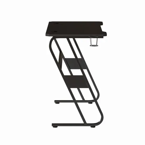 Emma and Oliver Professional Gaming Ergonomic Desk with Cup Holder and Headphone Hook Red {10}