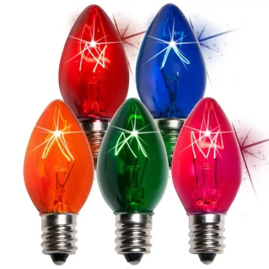 25 Bulbs - C7 Twinkle Triple Dipped Transparent Multicolor, 7 Watt lamp {1}