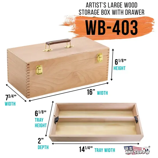 Artist Wood Pastel, Pen, Marker Storage Box with Drawer(s) (Large Tool Box) {2}