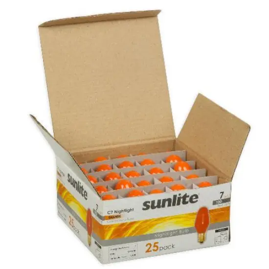 25Pk - SUNLITE 7w C7 120v Candelabra Base Orange lamps {2}