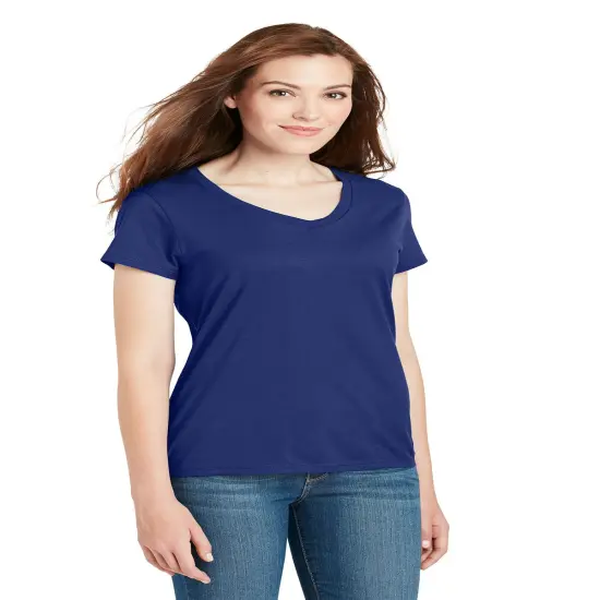Hanes&reg; Women's Perfect-T Cotton Short Sleeve V-Neck T-Shirt Navy {6}