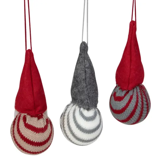 Northlight Santa Gnome Christmas Ornaments - 4.75" - Red and Gray - Set of 3 {4}
